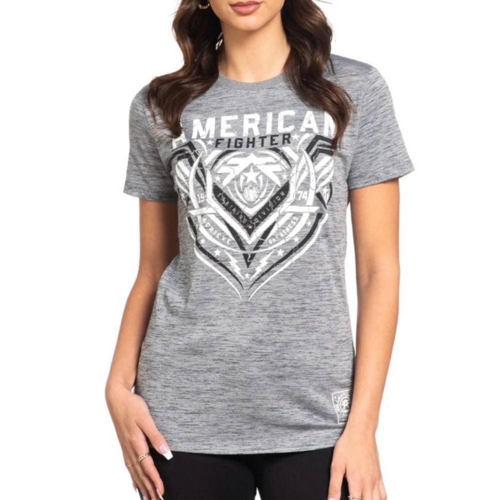 American Fighter x Affliction Women Hancock Grey T-Shirt Tee Size Small